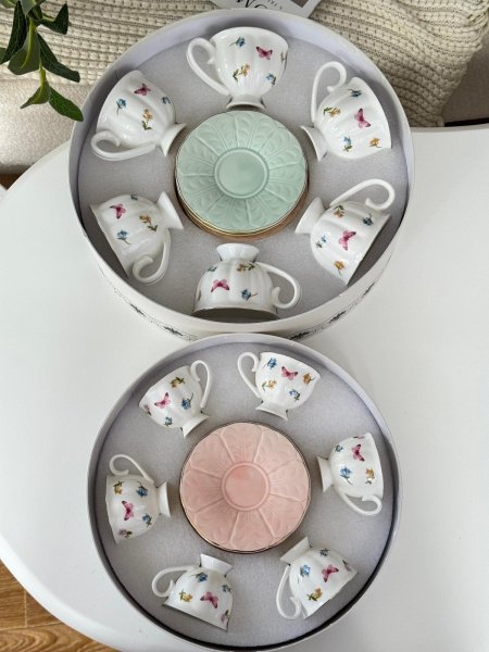 طقم فناجين مورد مذهب 6+6